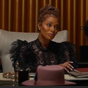 Black Lace Ruffled Short Set With Belt